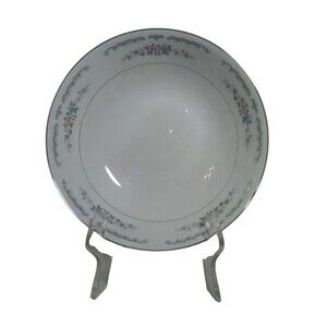 VTG Rose China Serving Bowl Rose Villa Pattern 3912 Silver Rim - Japan 9 1/4"